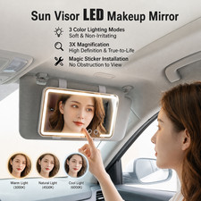 Car Sun Visor Vanity Mirror With Lights 3 Light Modes 70 Leds Rechargeable