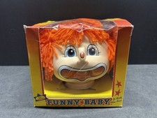 Cabeza de payaso bebé divertido vintage 1984 pelo naranja Martha Nelson Thomas 4,5"