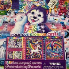 2020 Lisa Frank Animal Coloring Activity Set Tri-Fold Out Storage Case Kids