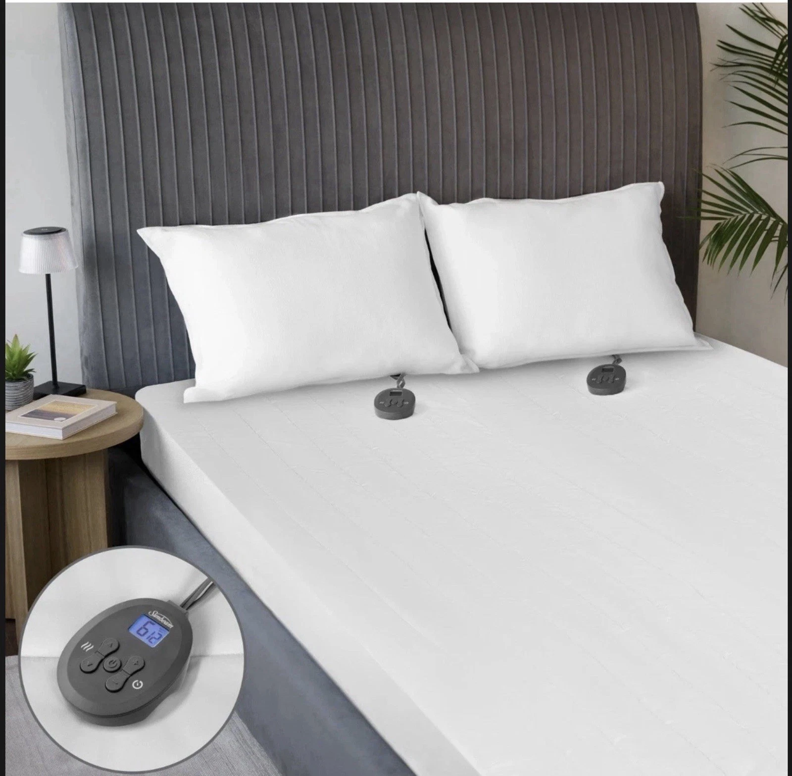 SUNBEAM ELECTRIC RESTFUL QUILTED HEATED MATTRESS PAD KING 80" X 76" WHITE NEW!!!