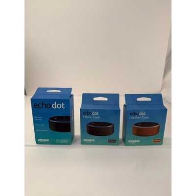 Amazon Echo Dot 2nd Generation with Fabric & Leather Cases - New In Box
