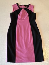 Nine West Sleeveless Colorblock Sheath Dress Pink Black Knee Length Size 6