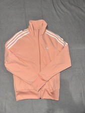 Women's Adidas Sweat Track Jacket Coral Pink/White Size S