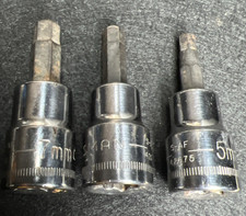 Vintage Craftsman 3/8 Drive 6pt Hex Bit Sockets 5mm 6mm 7mm USA Made