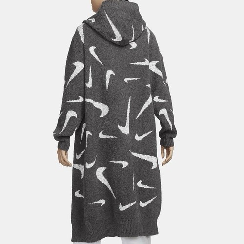 Nike Sportswear Phoenix Cozy Loose Long Knit Cardigan Light Orewood Brown Medium - Picture 2 of 8