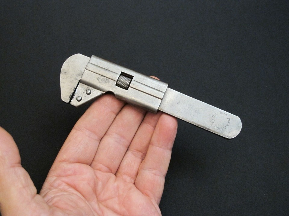 1921 Unusual Miniature/Small 5.5”Vtg Adjustable Bicycle Wrench Antique/Rare Tool