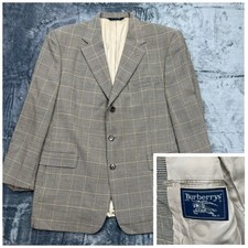 Vtg Burberry Houndstooth Windowpane Check 42S Virgin Wool Blazer Sport Coat