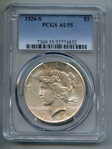 1926 S Peace Silver Dollar PCGS AU 55