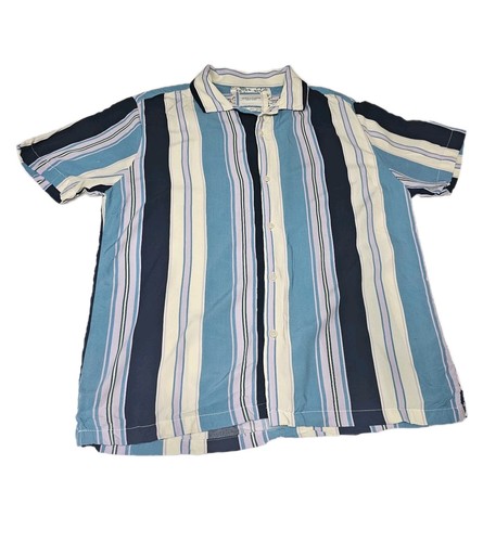 Denim & Flower Ricky Singh Shirt Mens Large White Blue Short Sleeve Button Up - Picture 8 of 11