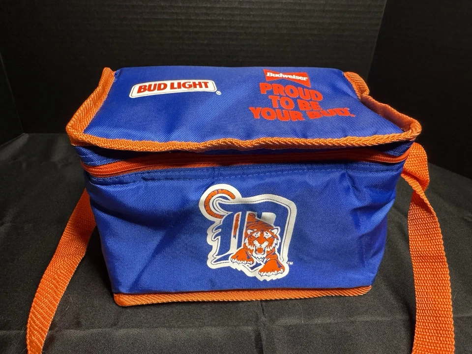 NUEVA lonchera Budweiser vintage de los Tigres de Detroit Budweiser años 90 deportes MLB 6 latas Foto 2 de 4