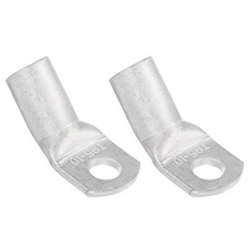 45 Degree Bent 0.53" Inner Dia. 7/16" Copper Wire Lugs Silver, 2Pcs 