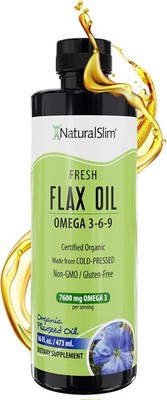 NaturalSlim Flax Oil - Flaxseed Oil - Organic Cold-Pressed Flaxseed Oil,16 fl.oz