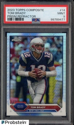 2023 Topps Chrome Prism Refractor #14 Tom Brady New England Patriots PSA 9 MINT