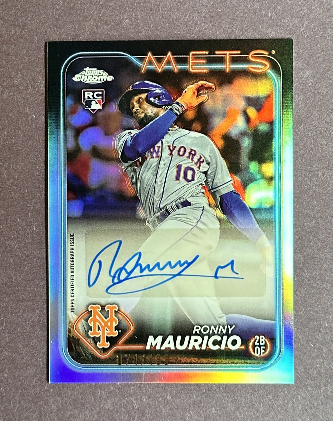 2024 Topps Chrome Update Ronny Mauricio #AC-RM Rookie Autograph Refractor /499