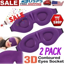 2PCS Travel 3D Eye Mask Sleep Soft Padded Shade Cover Rest Relax Blindfold US