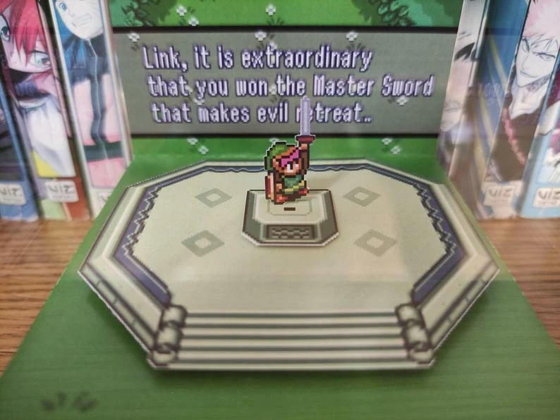 Legend of Zelda Link to the Past Master Sword feito à mão diorama-cubo retrô-Fanart - Imagem 3 de 4