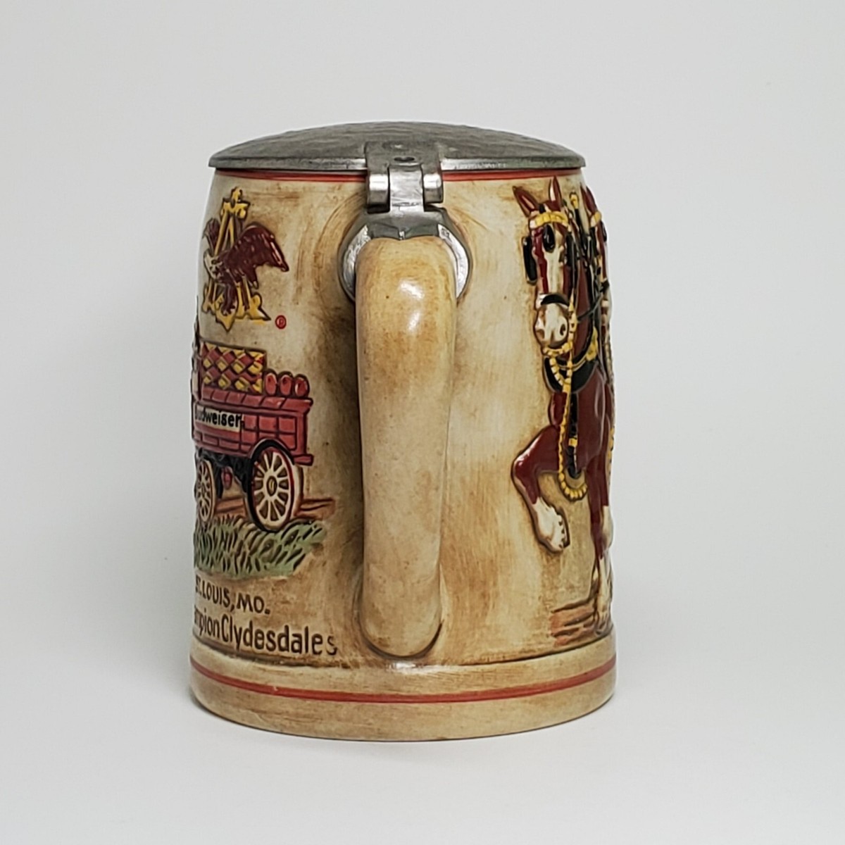 1976 Budweiser CSL9 Champion Clydesdales & Wagon Stein w 1976 Budweiser CSL9 Champion Clydesdales & Wagon Stein w