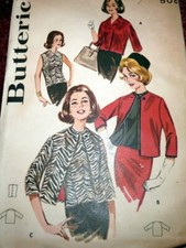  LOVELY VTG 1960s JACKET  OVERBLOUSE Butterick Sewing Pattern 12/32