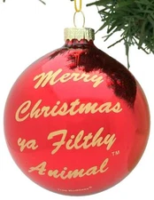 Tree Buddees Merry Christmas Ya Filthy Animal Glass Red Ornament  Home Alone