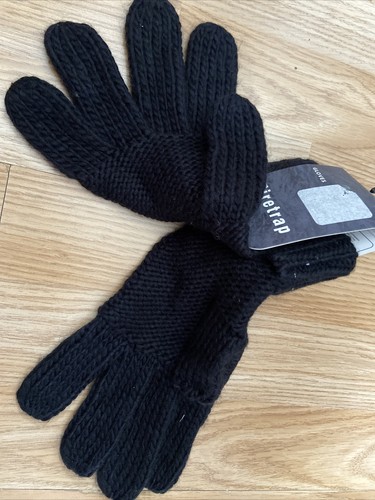 Firetrap New Womens Black One Size Adult Knitted Gloves RRP £14.99 - Picture 2 of 4
