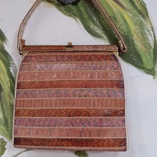 VINTAGE 1940's Genuine Snakeskin Multi Earthtone Skins - Tailored Purse