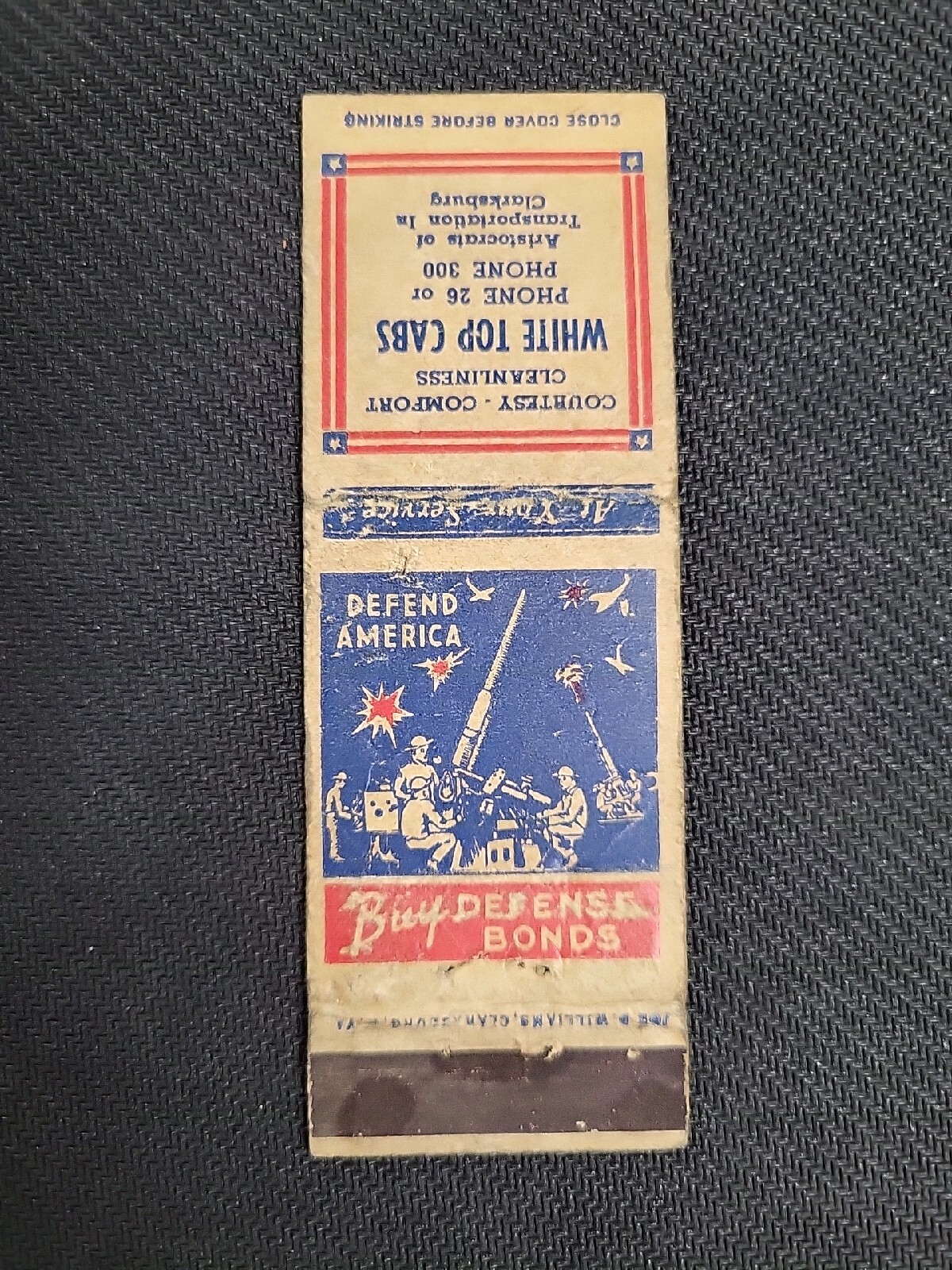 1940s White Top Cabs Taxi Clarksburg, WV Buy War Defense Bonds Art eBay