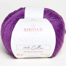 SINDAR SNUGGLY DK 100% COTTON 756 PURPLE YARN  50g