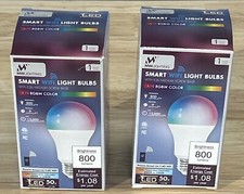 Wifi Smart LED Light Bulb 9w E26 RGBW Dimmable for Alexa/Google, pair 2-pack 