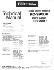 Servizio Manuale di Istruzioni per Rotel RC-990 Bx, RR-909