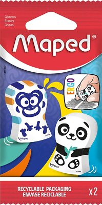 Maped Animal Erasers Ergo Fun Twin Pack Assorted Designs