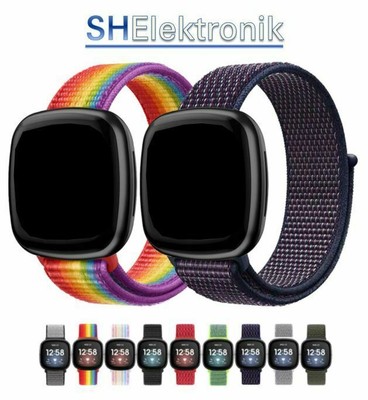 Für Fitbit Versa 3 / Sense Nylon Armband Nylonarmband Loop Band Klettband