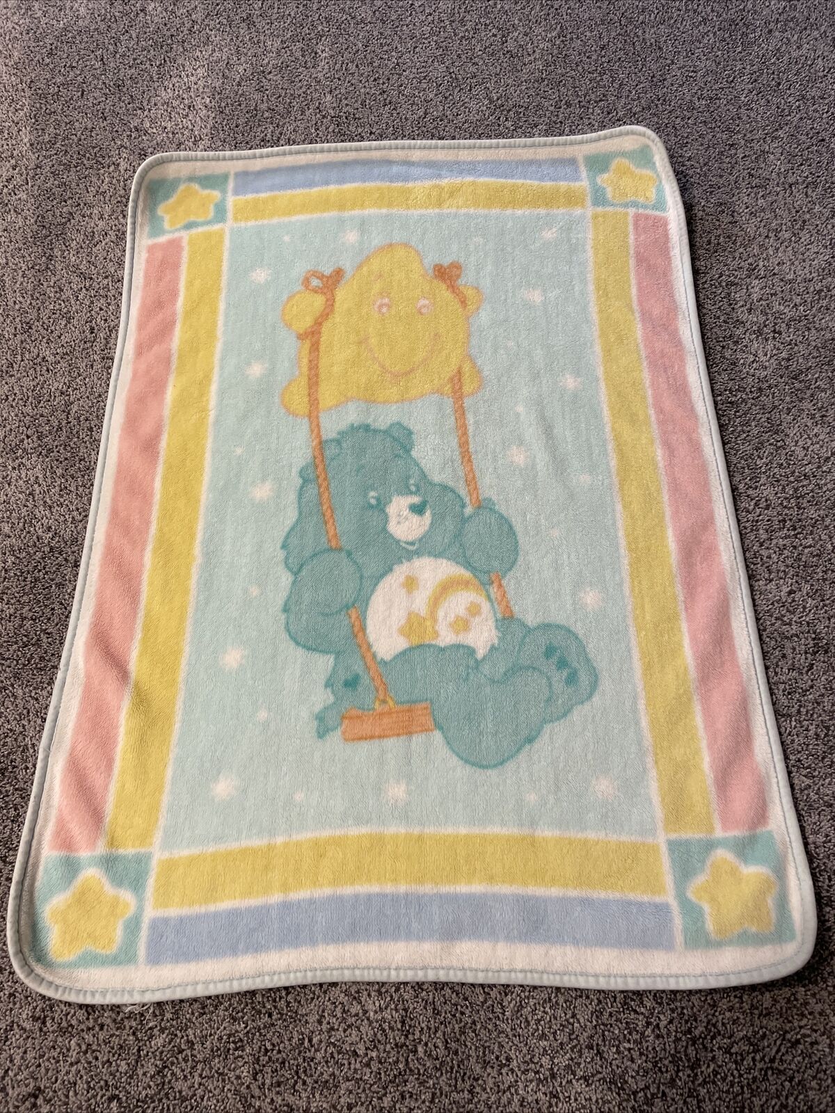 Care Bears Wish Bear Star Swing Pastel Thick Soft Acrylic Crib Baby Blanket  | eBay