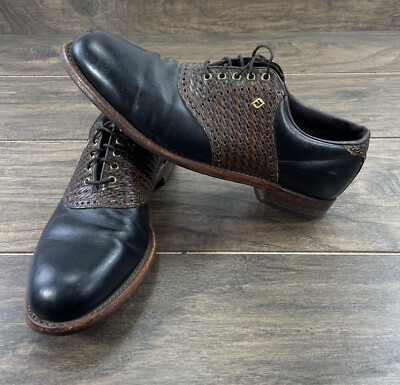 Footjoy Golf Shoes Mens 9.5 B Black Brown Classics Saddle  display picture 1