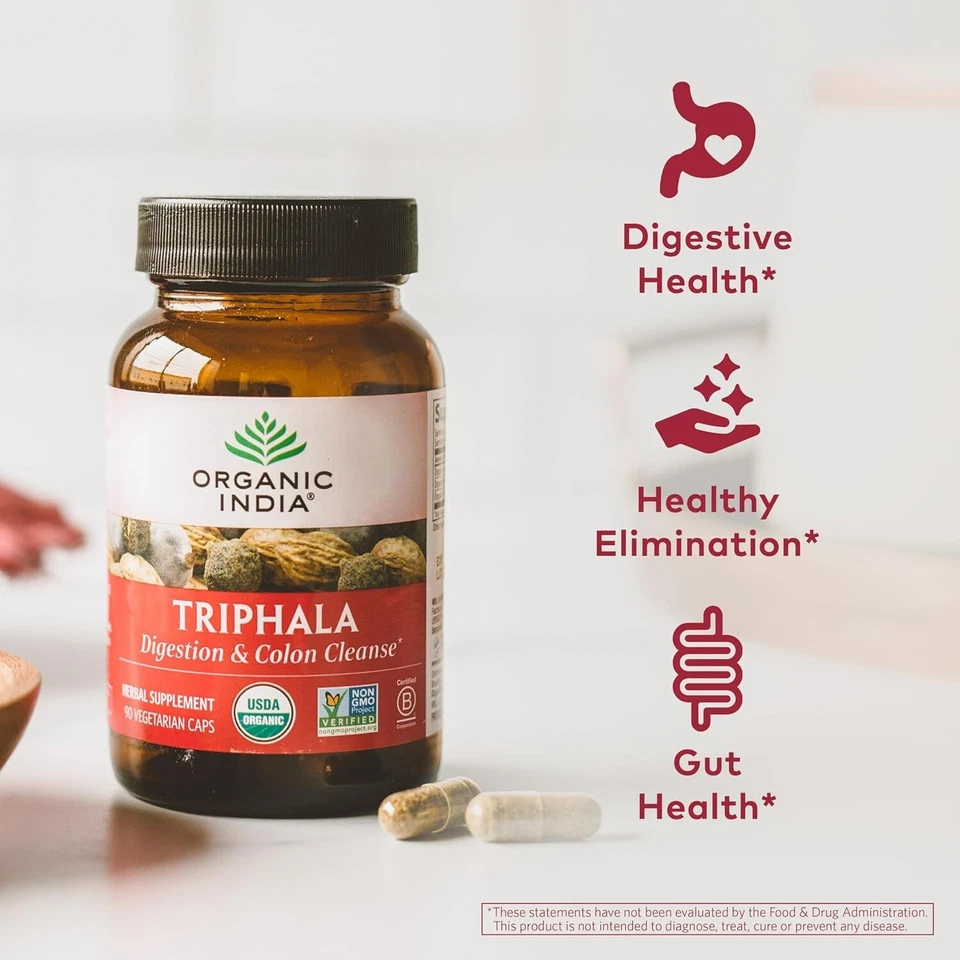 Cápsulas ORGANIC INDIA Triphala - USDA Orgánicas | Digestivas a Hierbas - 180 Cápsulas Foto 4 de 4