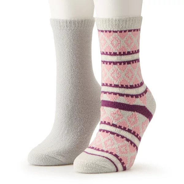 Women's Sonoma Cozy Knit Crew Socks Set of 2 Packs, 4 Pairs Total ~ NEW