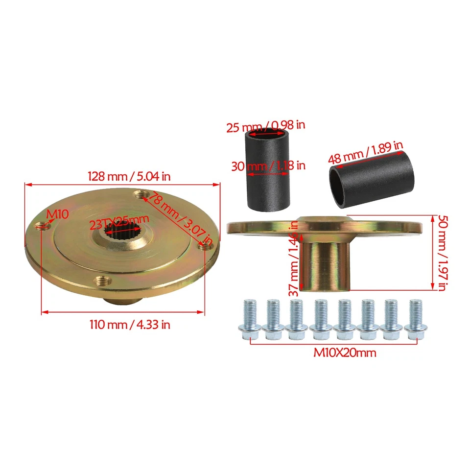 2PC 16x8-7 Tire 4 Stud Wheel Rim 16/8-7 16x8x7 + 110mm 23T Hubs Go kart ATV - Image 3 of 4