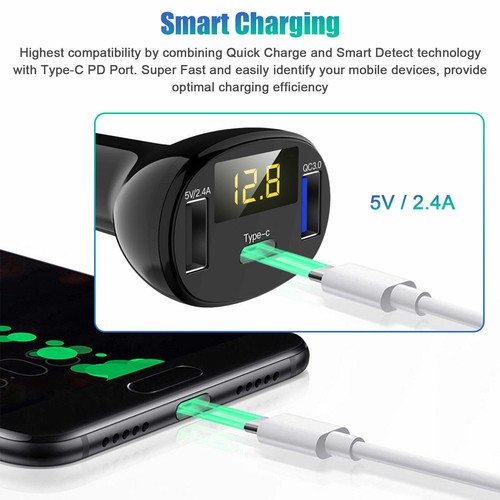 Chargeur Voiture Double USB PD Type-C Adaptateur Charge Rapide pour Pad Téléphone HUAWEI SAMSUNG - Photo 3 sur 10