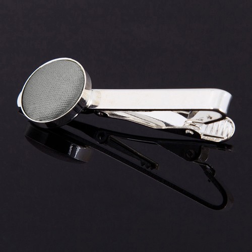 DQT Mens Premium Plated Brass Bar Clip Clasp Plain Satin Fabric Inlay Tie Clip - Picture 48 of 65