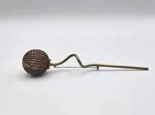 Art Nouveau Bronze-Tone Scepter Or Abstract Flower Brooch Pin Large