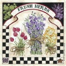 Ceramic Tile Mural Kitchen Backsplash -Fresh Herbs - Chef - Cooking - Food