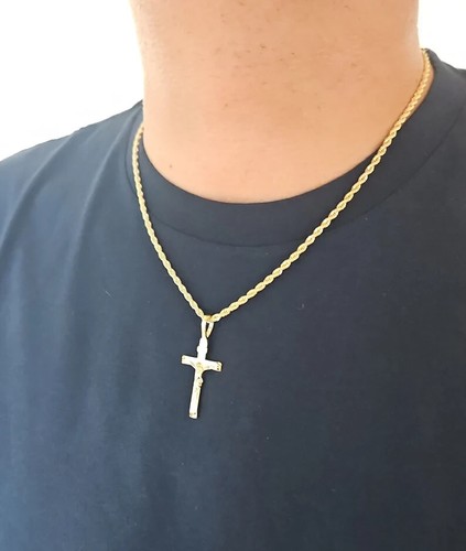 Gold Kruzifix Halskette für Herren, 14 Karat schwer vergoldet Gold - Bild 6 von 6