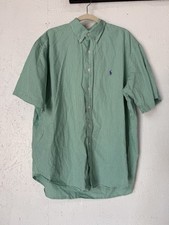 Polo Ralph Lauren Shirt XL Green/ White Short Sleeve Button Down   