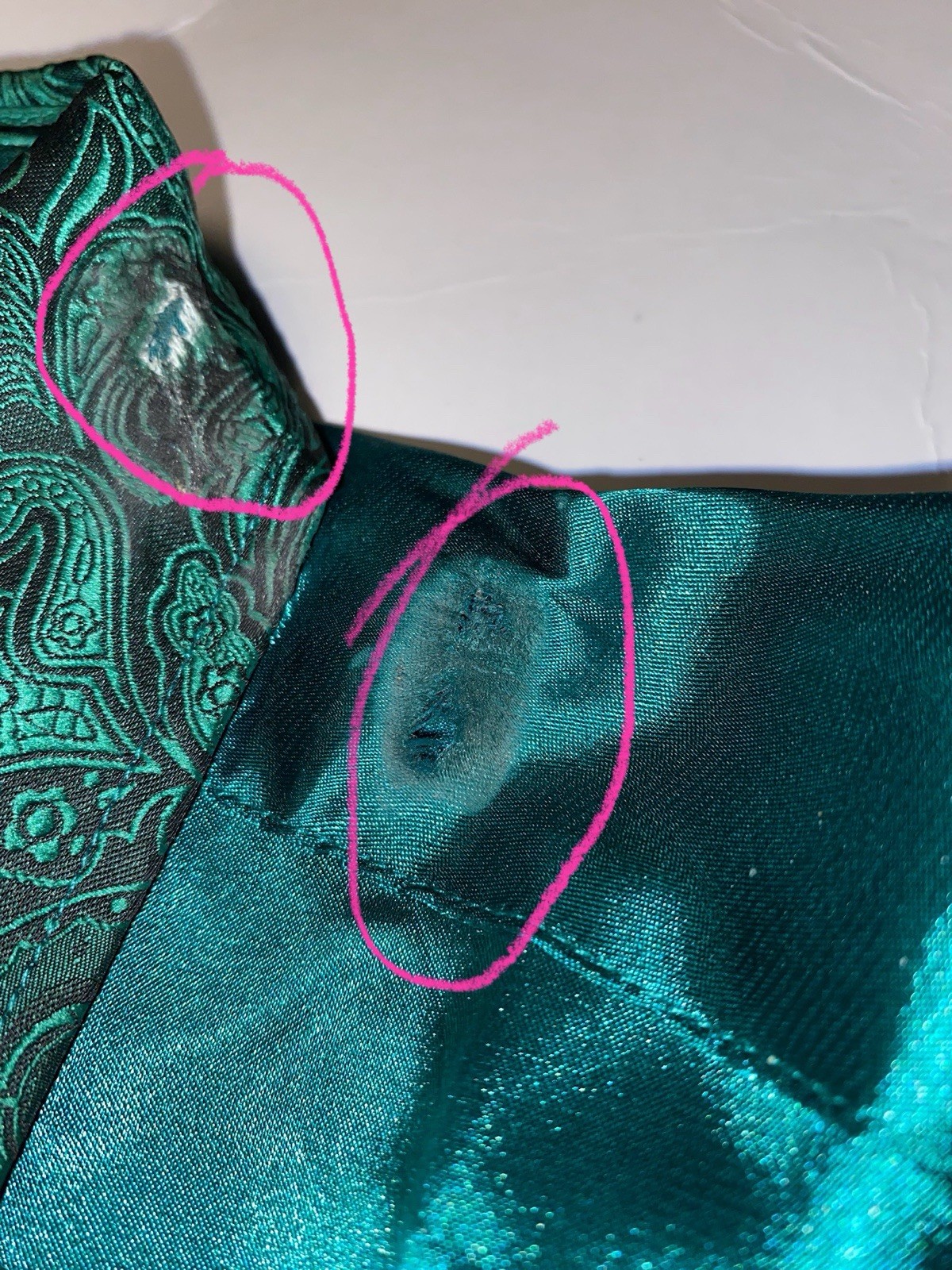 Barry Wang Mens Esmeral Green Silk Satin Dress Shirt Long Sleeve Paisley Cuff(S)