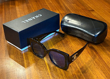 Chanel Black Rectangular Sunglasses with Gold CC Logo