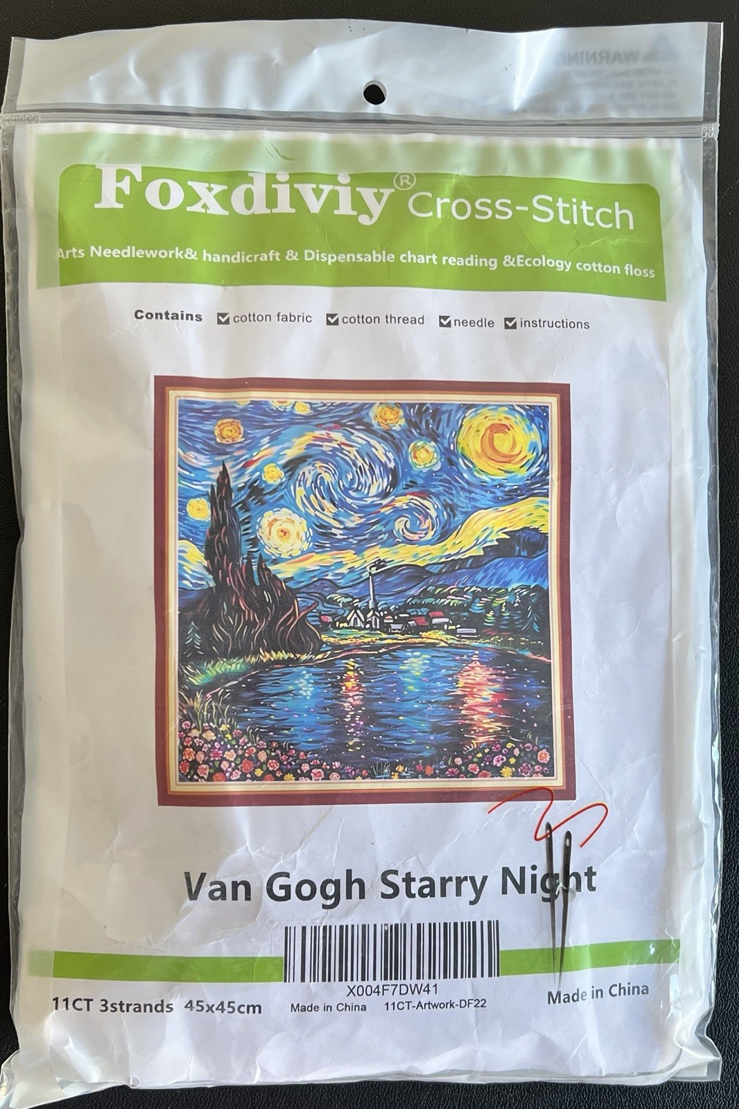 Foxdiviy CROSS STITCH KIT Van Gogh Starry Night Complete New in Package