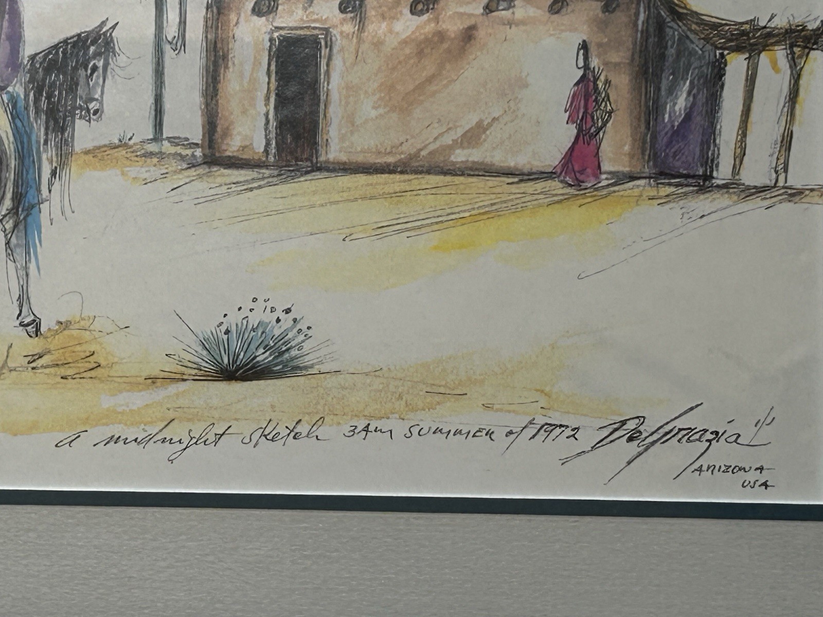 VTG Ted DeGrazia “Home At Last" Print Midnight Sketch 1972 RARE!