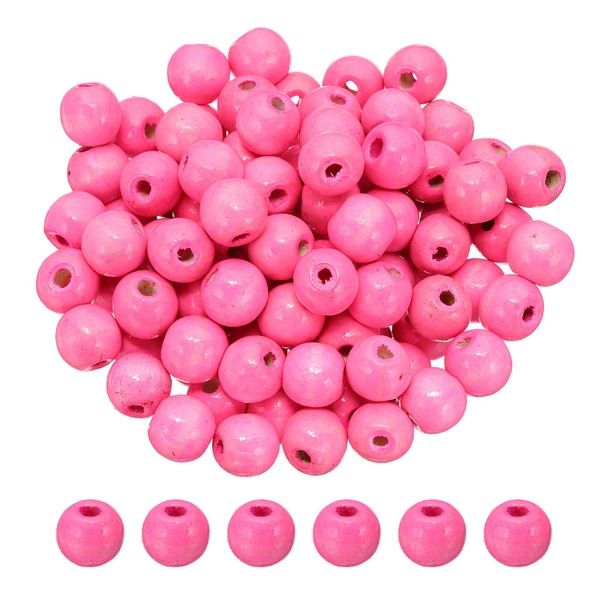 16Mm Holzperlen FüR Bastelarbeiten, 100 StüCk Runde Perlen Lose, Pink-image