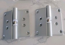LEFT Cubicle WC Cranked Hinge Rise And Fall 1 Pair Of Hinges Satin Anodized 90mm