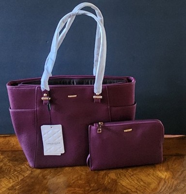 Lovevook Plum Purple Tote Bag Purse Set with Matching Wallet Wristlet NWT