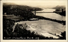 RPPC Bear Mountain State Park Hotel New York aerial bridge ~ real photo postcard